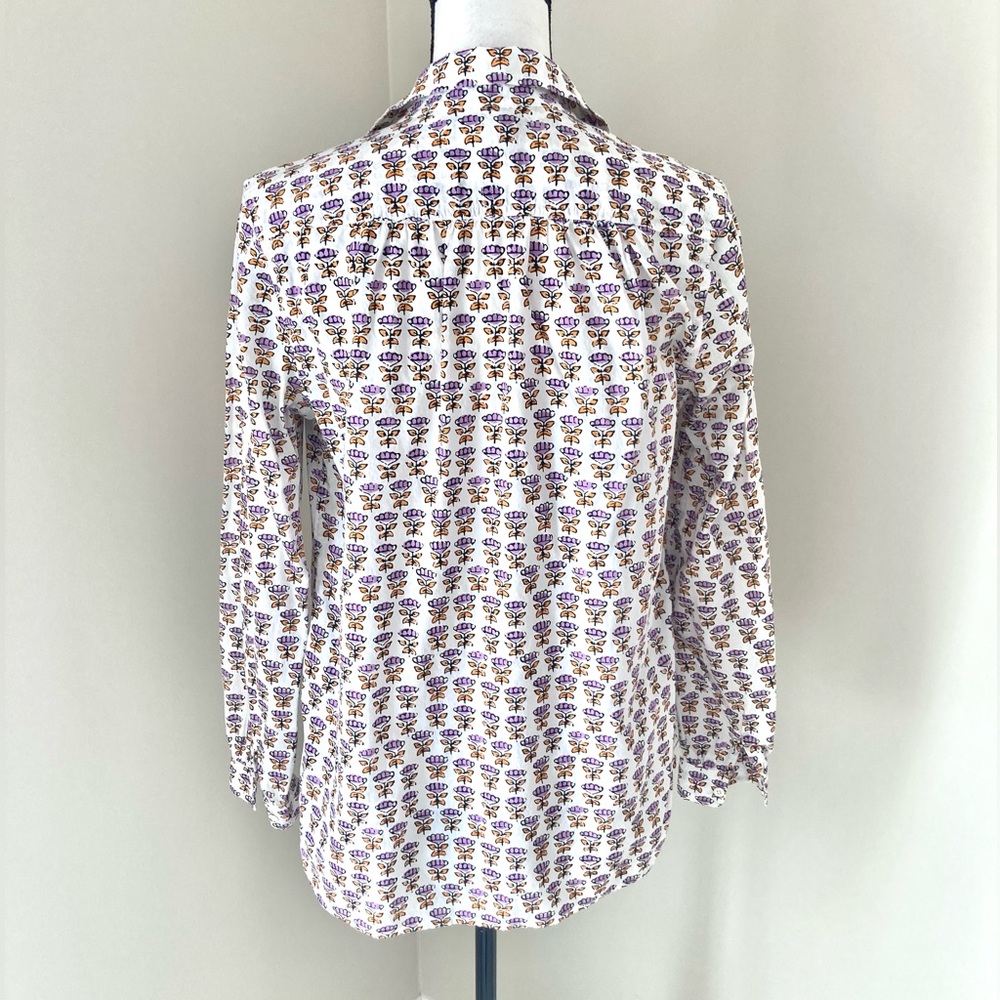 J Crew Gathered Popover Cotton Shirt in Block Print Floral Size 6 - Picture 9 of 12